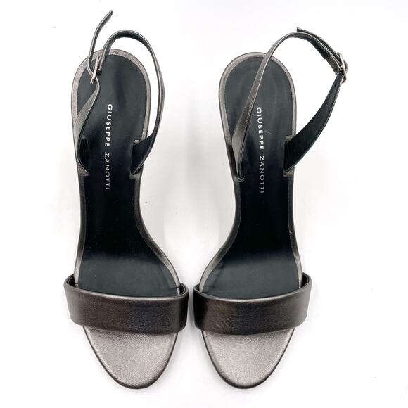 Giuseppe Zanotti Sophie Heels Sandals Pewter Metallic Slingback‎ Sz 38 / 8 - Picture 3 of 10